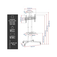 BDEE ขาตั้งทีวีพร้อมชั้นวาง รุ่น S9 ขนาด 32-65 นิ้ว