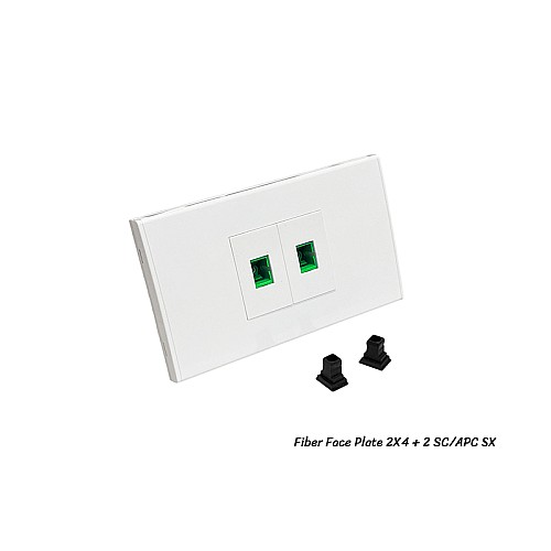 หน้ากากบล็อกไฟเบอร์ 2X4 พร้อมช่องเสียบ SC/APC SX 2 ช่อง