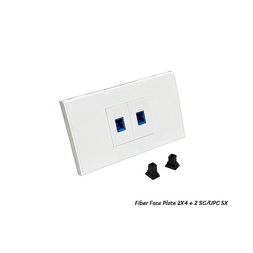 หน้ากากบล็อกไฟเบอร์ 2X4 พร้อมช่องเสียบ SC/UPC 2 ช่อง