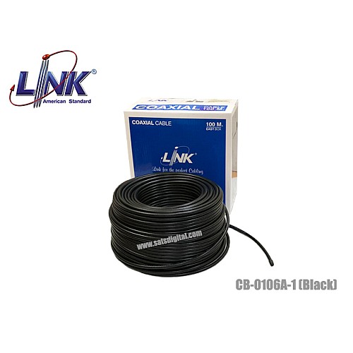 LINK สาย RG6 รุ่น CB-0106A-1 ชีลด์ 95% สีดำ (100M)