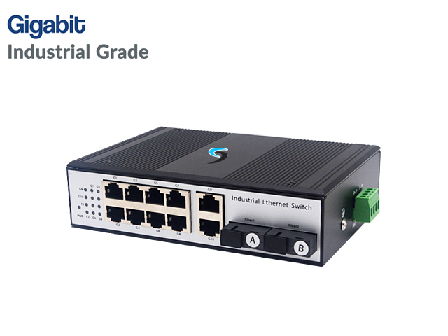 Gigabit Industrial Switch HUB 10 LAN + 2SC AB