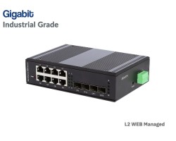 L2 Managed Gigabit IND Switch 8 Port + 4 SFP Port