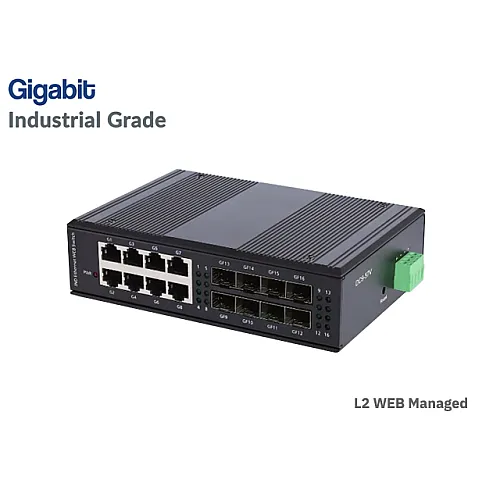 Industrial Gigabit Switch 8 Port + 8SFP Port (Managed)
