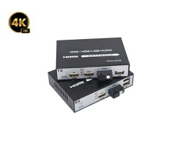 HDMI To Fiber Converter 4K + USB 20KM (Loop Out)