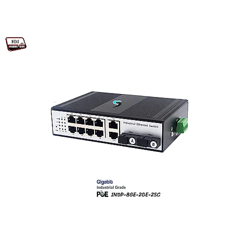 Industrial Gigabit POE Switch 8 Port + 2GE + 2SC