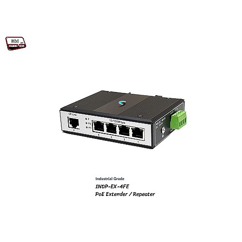 10/100 Industrial PoE Extender IN1 OUT4