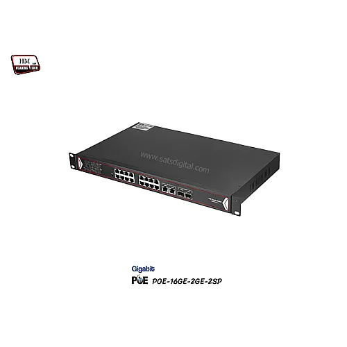Gigabit PoE Switch 16 Port + 2GE + 2SFP Port (Rack)