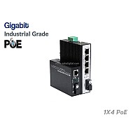 Gigabit IND Fiber PoE Switch 1X4 Port 20km