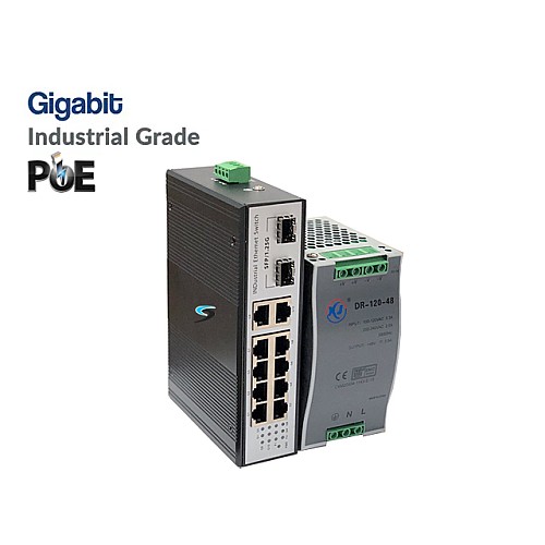 Gigabit IND PoE 8 Port + 2GE + 2SFP (Full)