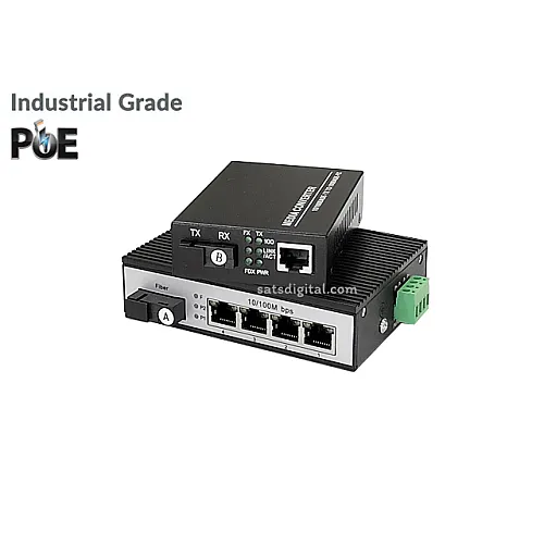 Industrial 10/100 Fiber PoE Switch 1X4 Port 20KM