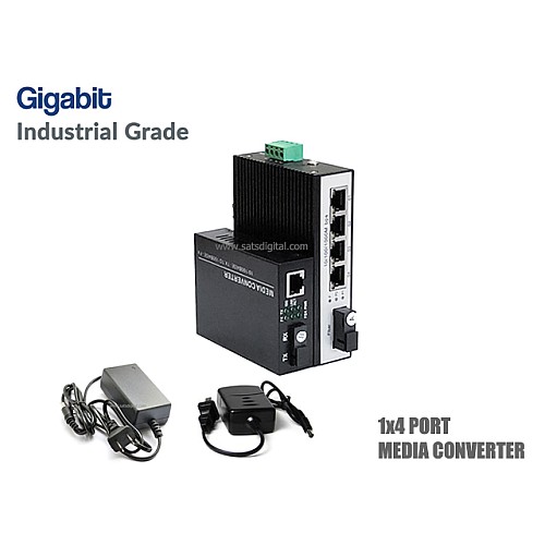 Gigabit IND Media Converter WDM 1X4 Port
