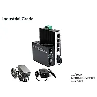 Industrial 10/100 Media Converter 1X4 Port 20KM