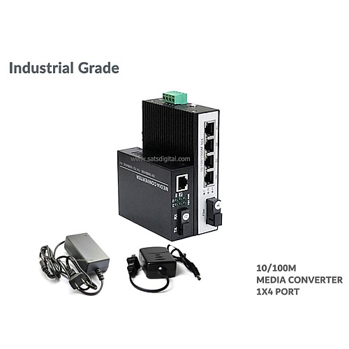 10/100M Industrial Media Converter 1X4 Port 20km