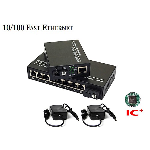 10/100M Fiber Media Converter WDM 1X8 Port