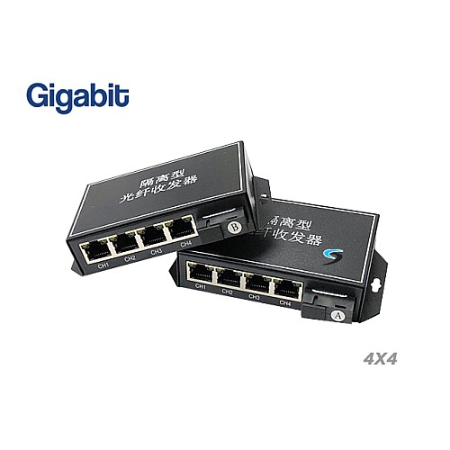 Gigabit Media Converter Point To Point 4X4 Vlan