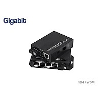 Gigabit Fiber Media Converter WDM 1X4 Port 3km