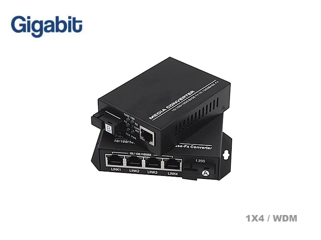 Gigabit Media Converter WDM 1X4 Port 3Km