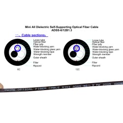 สายไฟเบอร์ออฟติก MINI ADSS 6 Core SM (1000M) สายไฟเบอร์ออฟติก MINI ADSS 6 Core SM (1000M)