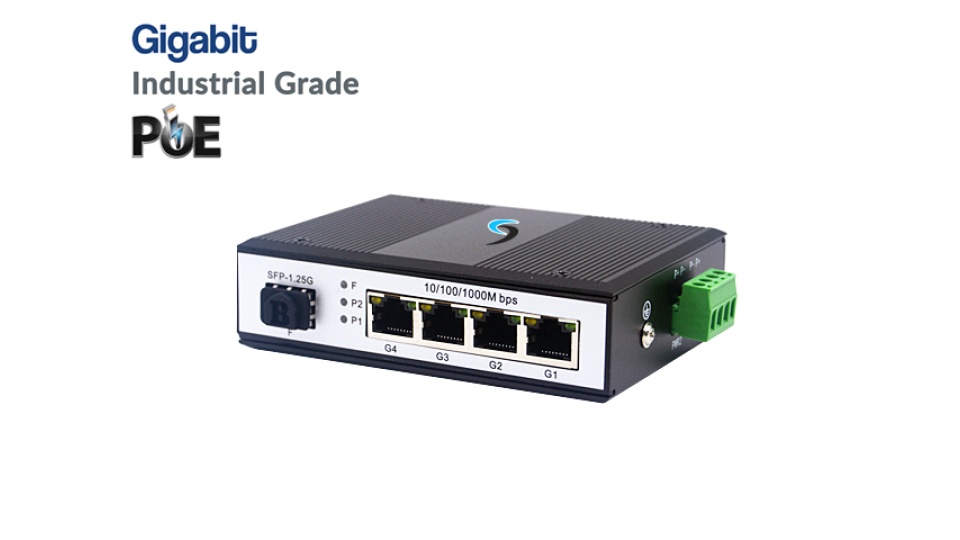 Gigabit Industrial PoE 4 Port + 1 SFP Uplink