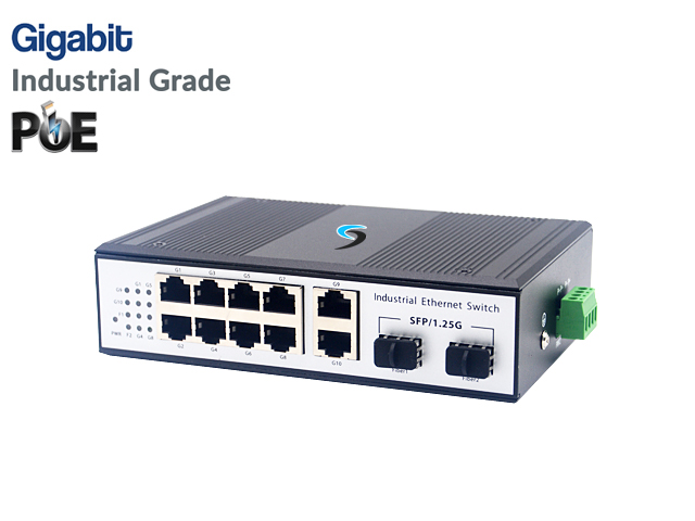 Gigabit IND POE Switch 8 POE + 2 LAN + 2SFP