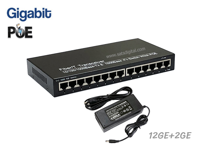 Gigabit POE Switch 12 POE + 2 LAN/1000