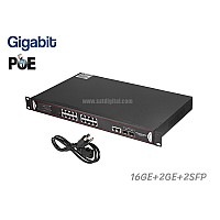 Gigabit POE Switch 16GE POE + 2GE + 2SFP (19")