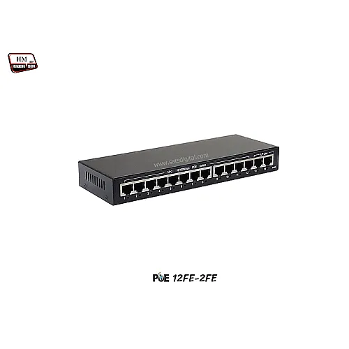 PoE Switch 12 Port 10/100 + 2FE Uplink