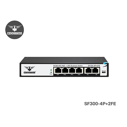 COMMANDO 10/100M POE Switch 4 POE + 2 LAN/100