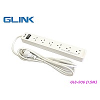 GLINK ปลั๊กไฟ 6 ช่อง รุ่น GLS-206 มาตรฐาน มอก. (1.5M)