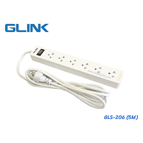 ปลั๊กไฟ 6 ช่อง GLINK รุ่น GLS-206 มาตรฐาน มอก. (5M)