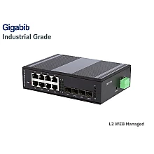 L2 Managed Gigabit IND Switch 8 Port + 4 SFP Port