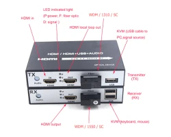 HDMI To Fiber Converter 1080p + USB 20KM (Loop Out)