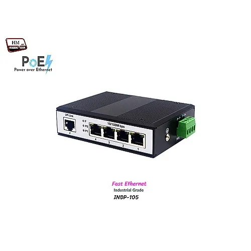 Industrial PoE Switch 4 Port 10/100 + 1 LAN Uplink