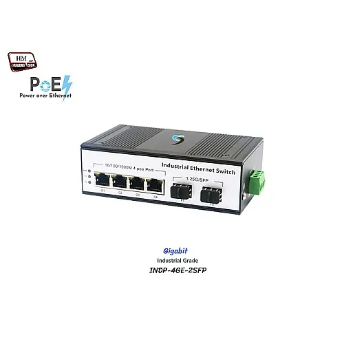 Industrial POE Switch 4-Port Gigabit + 2-Port SFP