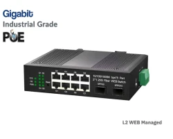 Managed L2 Gigabit IND PoE 8 Port + 2 SFP Uplink