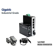 Gigabit IND Media 1X4 Port SM BIDI 20KM