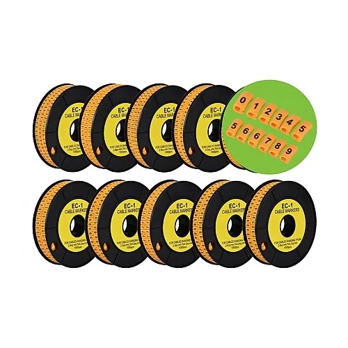 Cable Marker EC-1 (NO.0-9) ตัวมาร์คสายไฟ สายแลน ชุด 10 ตัวเลข