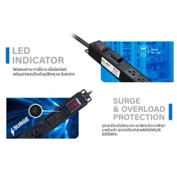 GLINK ปลั๊กไฟ 6 ช่อง สำหรับตู้แร็ค รุ่น GPDU-08K-5M GLINK ปลั๊กไฟ 6 ช่อง สำหรับตู้แร็ค รุ่น GPDU-08K-5M